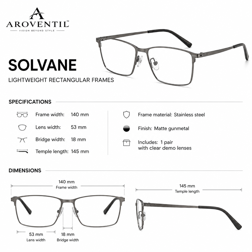 Solvane Lightweight Rectangular Eyeglass Frames — image 8